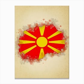 Macedonia Flag Vintage Canvas Print