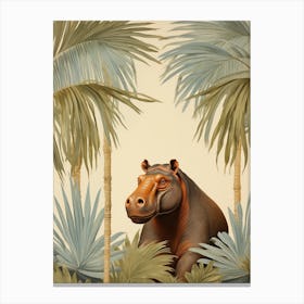 Hippopotamus Tropical Animal Portrait Canvas Print
