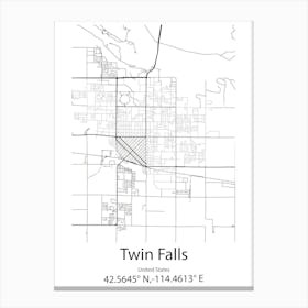 Twin Falls,United States Minimalist Map Leinwandbild