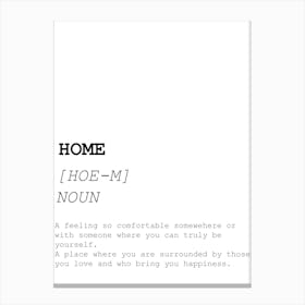 Home, Dictionary, Definition, Quote, Funny, Kitchen, Print Canvas Print