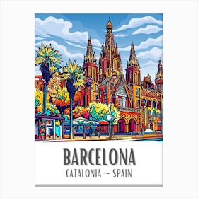 Barcelona Colorful Cityscape 3 Canvas Print