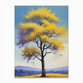 Painting Of A Tree, Yellow, Purple (25) Canvas Print