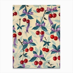 Botanical Bows And Cherries 5 Pattern Canvas Print
