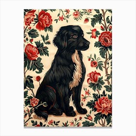 Chinese Lunar Year Of The Dog Black 1 Full William Morris Style Canvas Print