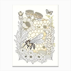 Beehive With Flowers 3 Vintage Canvas Print