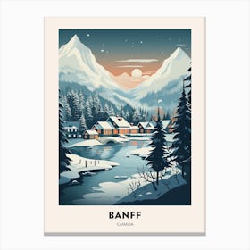 Winter Night  Travel Poster Banff Canada 4 Canvas Print