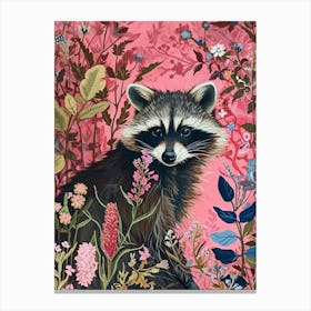 Floral Animal Painting Raccoon 3 Canvas Print