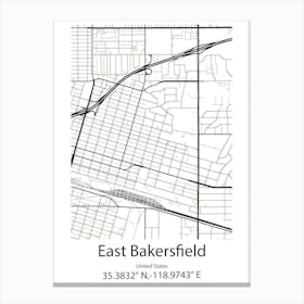 East Bakersfield,United States Minimalist Map Canvas Print