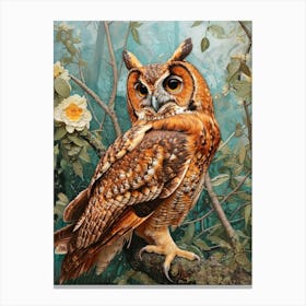 African Wood Owl Relief Illustration 4 Canvas Print