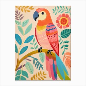Pink Scandi Parrot 2 Canvas Print