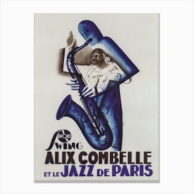 Jazz De Paris, Saxophone Player, Vintage Music Poster Canvas Print