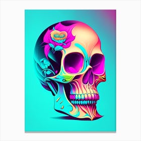 Skull With Tattoo Style 3 Artwork Pastel Pop Art Canvas Print