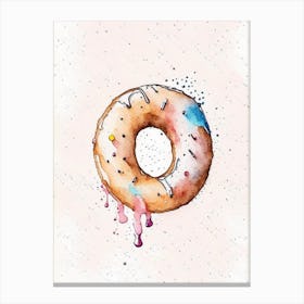 Doughnut Watercolour 2 Flower Canvas Print