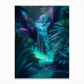 Waterfalls In A Jungle, Waterscape Holographic 1 Canvas Print
