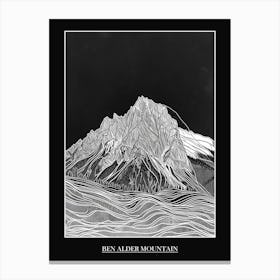 Ben Alder Mountain Line Drawing 2 Poster Canvas Print