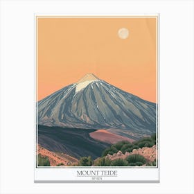 Mount Teide Spain Color Line Drawing 1 Poster Canvas Print