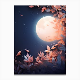 Full Moon In Autumn Leaves Canvas Print