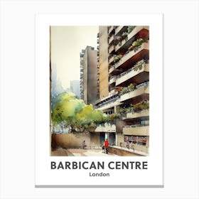 Barbican Centre, London 2 Watercolour Travel Poster Canvas Print