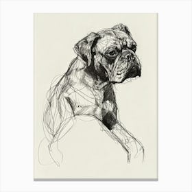 Dog Black & White Line Sketch 3 Canvas Print