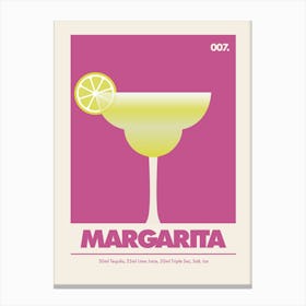 Margarita, Cocktail Print (Dusk Pink) Canvas Print
