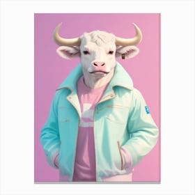Bull Wearing Jacket Canvas Print
