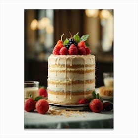 Cake With Berries Canvas Print