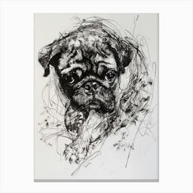 Pug Dog Line Sketch 1 Canvas Print