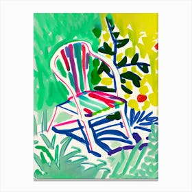 Outdoor Chair Colourful Drawing Canvas Print