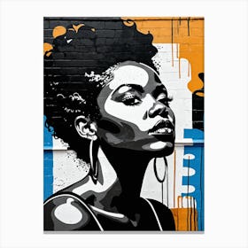 Vintage Graffiti Mural Of Beautiful Black Woman 57 Canvas Print