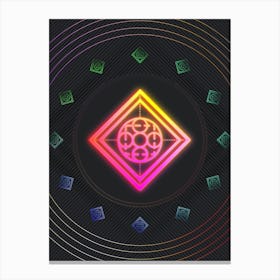 Neon Geometric Glyph in Pink and Yellow Circle Array on Black n.0085 Canvas Print
