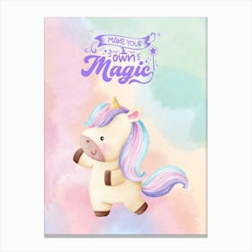 Watercolor Magic Unicorn Canvas Print