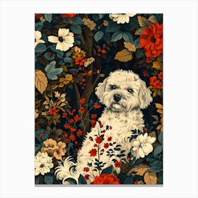 Dog In The Garden Inspired by William Morris Canvas Print