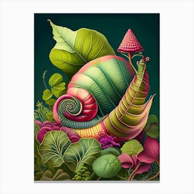 Snail With Colourful Background 1 Botanical Canvas Print