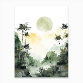 Watercolour Painting Of Borneo Rainforest   Brunei Indonesia And Malaysia 1 Canvas Print