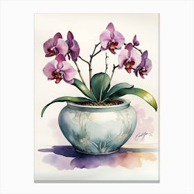 Orchids In A Vase Canvas Print