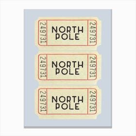 Blue North Pole Christmas Ticket Canvas Print