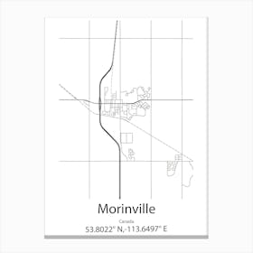 Morinville,Canada Minimalist Map Canvas Print