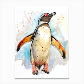 Humboldt Penguin Floreana Island Watercolour Painting 2 Canvas Print