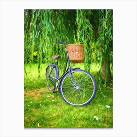 Bicycle And Willow Tree Canvas Print