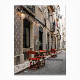 Charming Alfama Café Scene Canvas Print