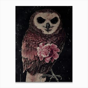 Owl With Flowers Canvas Print