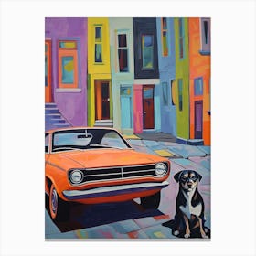 Plymouth Barracuda Vintage Car With A Dog, Matisse Style Painting 1 Canvas Print