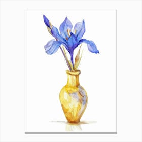 Blue Iris In A Vase Canvas Print