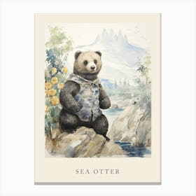 Beatrix Potter Inspired  Animal Watercolour Sea Otter 1 Canvas Print