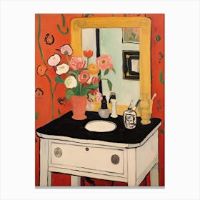 Bathroom Vanity Painting With A Ranunculus Bouquet 2 Canvas Print