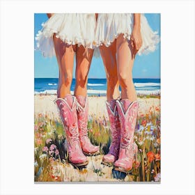 Cowgirls On The Beach 2 Canvas Print