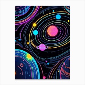 Default Neon Black Light Sgraffito Solar System 3d Illustratio 0 (9) Canvas Print