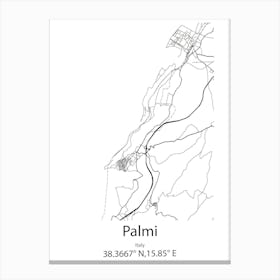 Palmi,Italy Minimalist Map Toile