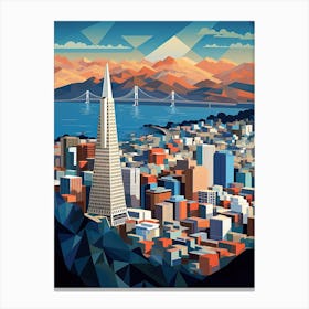 San Francisco, Usa, Geometric Illustration 2 Canvas Print