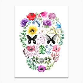 Skull Flowers Canvas Print